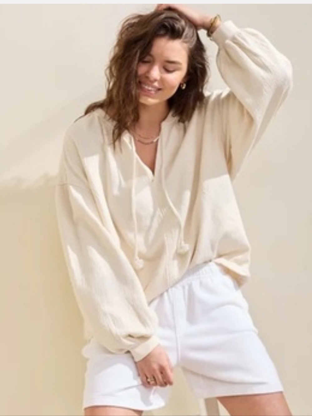 Aerie Easy Street Oversize Sweatshirt In Cream NWOT